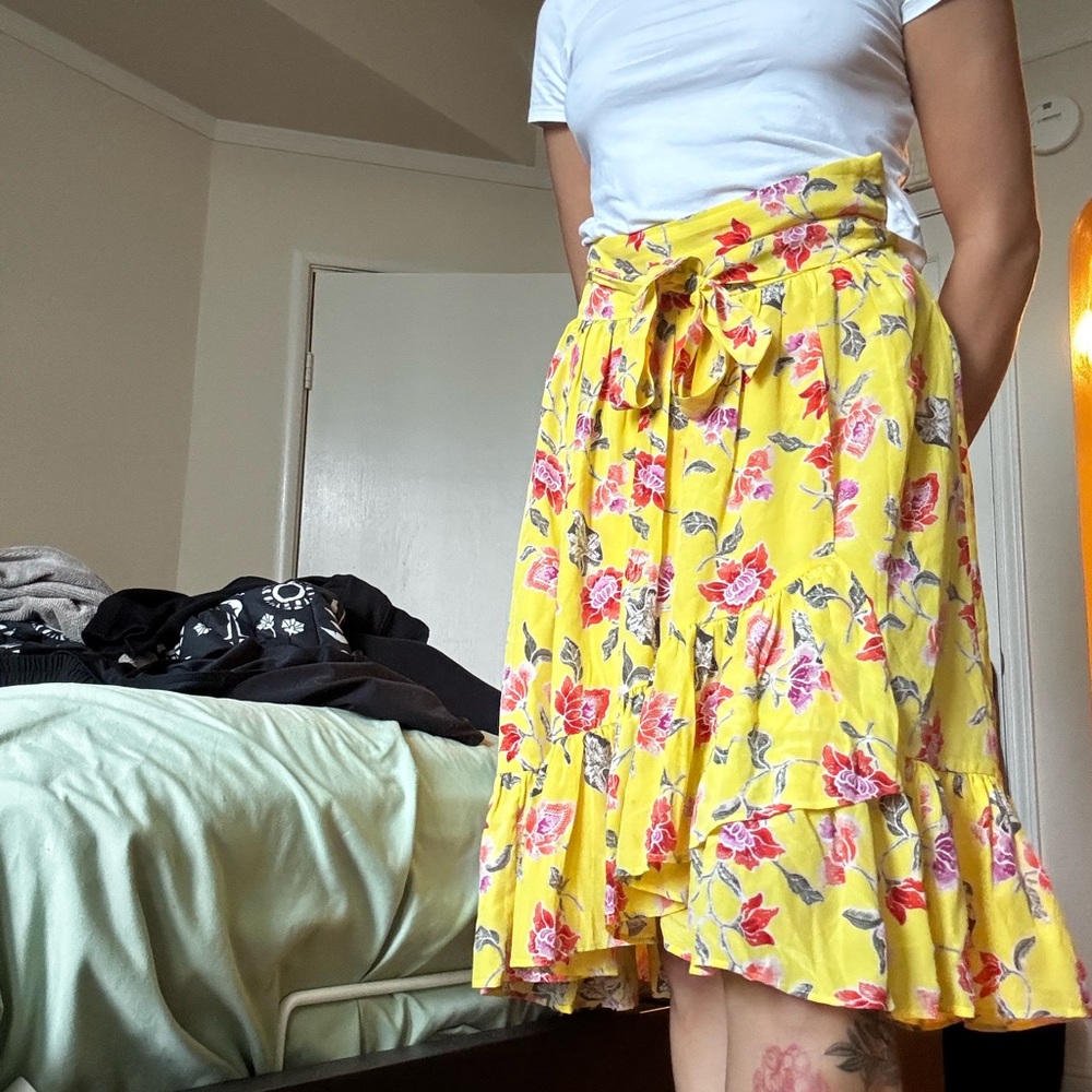Joie Yellow Floral A-Line Skirt